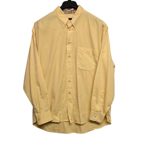 Burberry London Shirt Mens XL Butter Yellow Button Down Cotton Long Sleeve - Picture 2 of 9